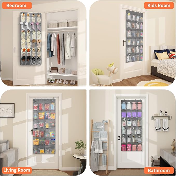 FENTEC 24 Pockets Over the Door Shoe Organizer Hanging Shoe Organizer