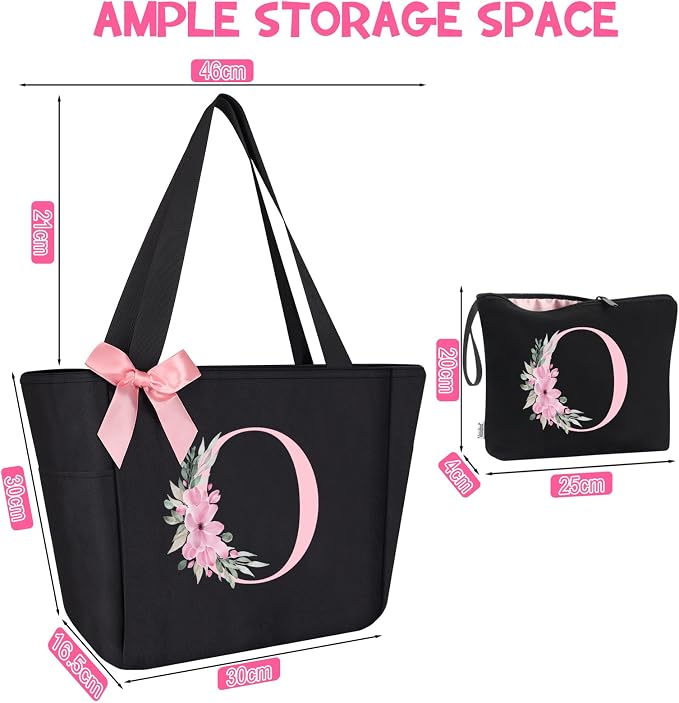 Vavabox Tote Bag, A-Z Initial Monogrammed Waterproof Tote Bag, Bridesmaid Gifts