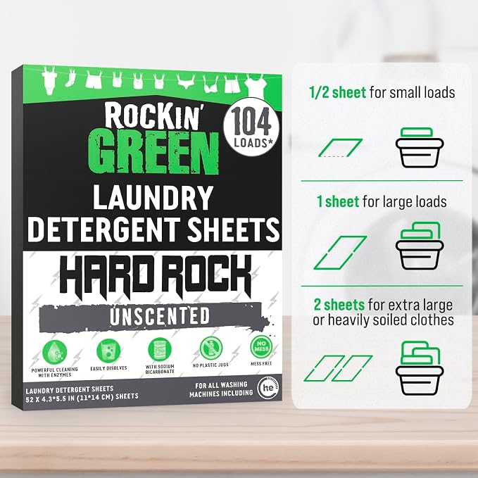 Rockin' Green Hard Rock Travel Laundry Detergent Sheets