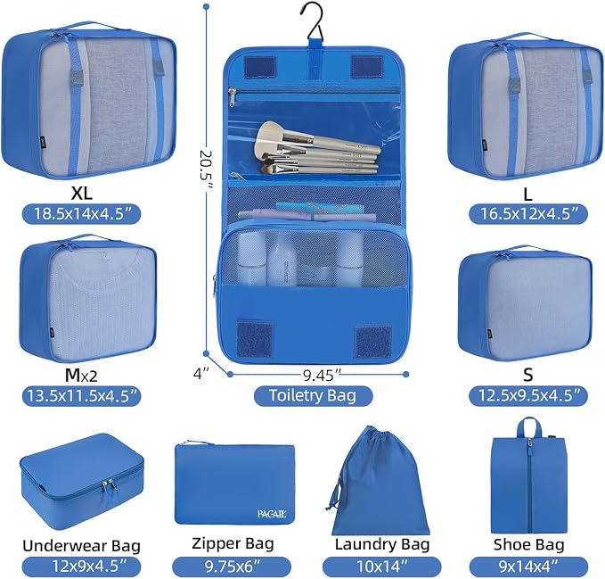 BAGAIL 6 Set/8 Set/10 Set Packing Cubes Various Sizes Packing Organizer