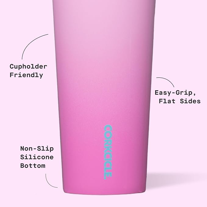 Corkcicle Classic Tumbler - Keeps Drinks Cold 9 Plus Hours - Triple Insulated Stainless Steel Drink Tumbler - Sliding Lid - Summer Drinkware Gift - Keeps Drinks Ice Cold - 24 oz - Pink Pop