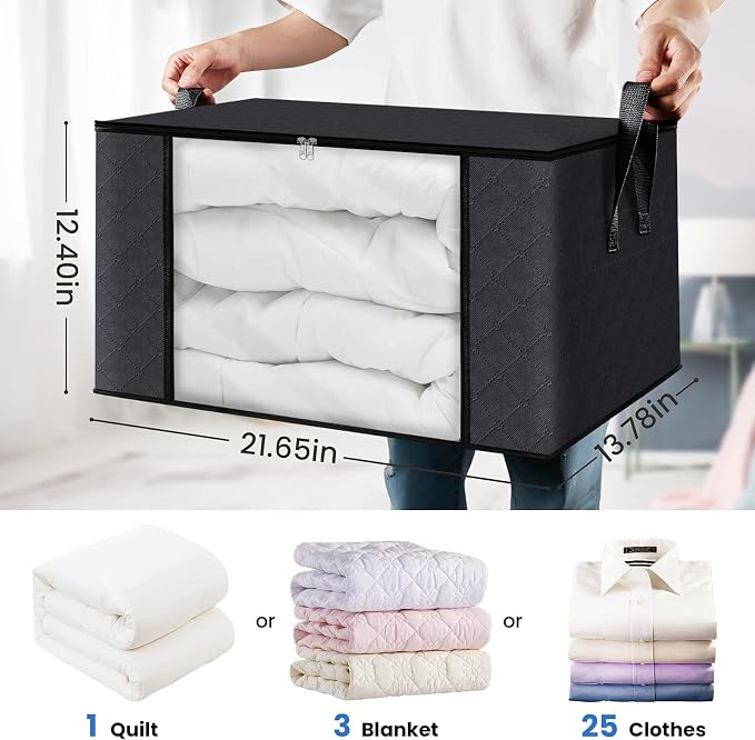 Fab totes 4 Pack Clothes Storage, Foldable Thick Fabric Blanket Storage Bags