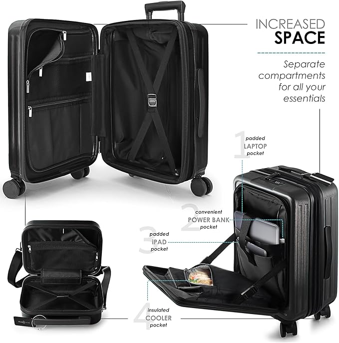 Hard Shell Luggage Sets with Spinner Wheels 4 Piece, Expandable Large Suitcases