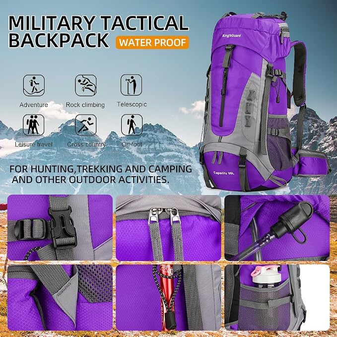 King'sGuard 60L Hiking Backpack Lightweight Camping Backpack
