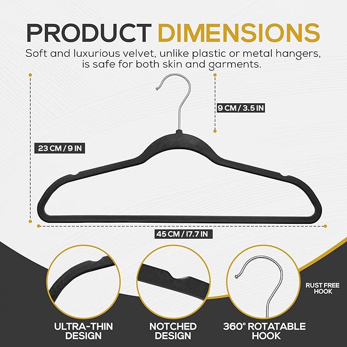 50 Pack New Premium Quality Velvet Hangers Ultra Thin Non Slip Adult Felt Space