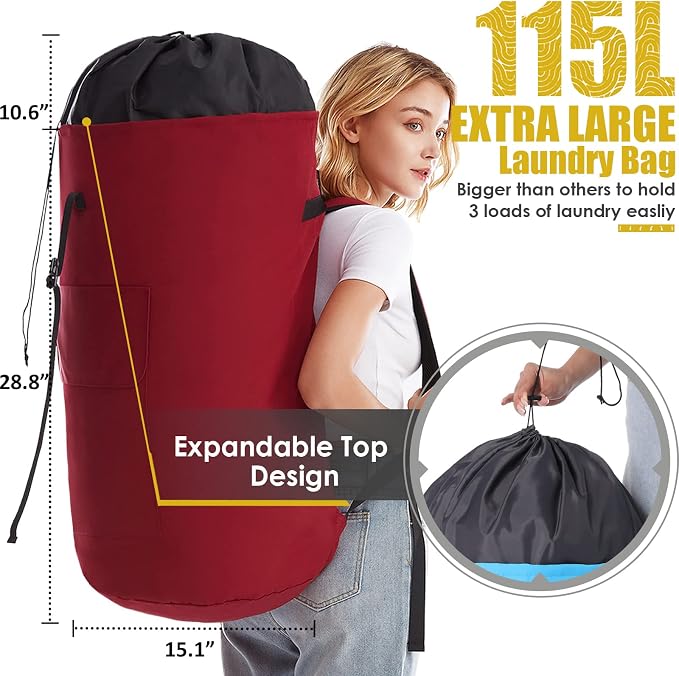 Extra Large Laundry Bag 115L, College Dorm Room essentials, Laundry Backpack Bag