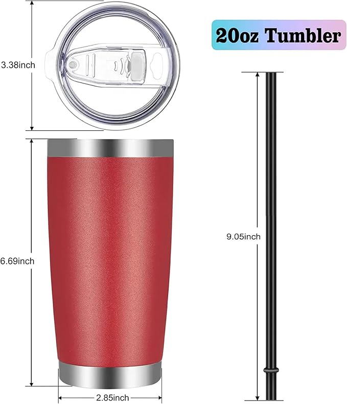 VEGOND 20oz Tumbler with Lid and Straw Stainless Steel Tumbler Cup Bulk Vacuum
