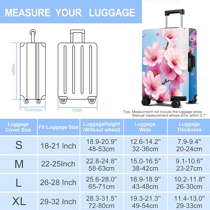 Luggage Cover Washable Suitcase Protector Anti-Scratch, Stretchable Fit