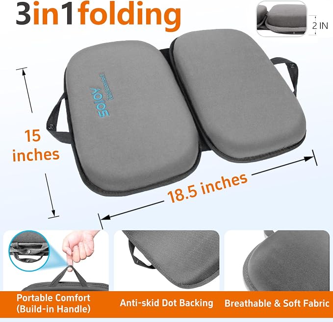 Sojoy iGelComfort 3-in-1 Foldable Gel & Memory Foam Travel Seat Cushion – US