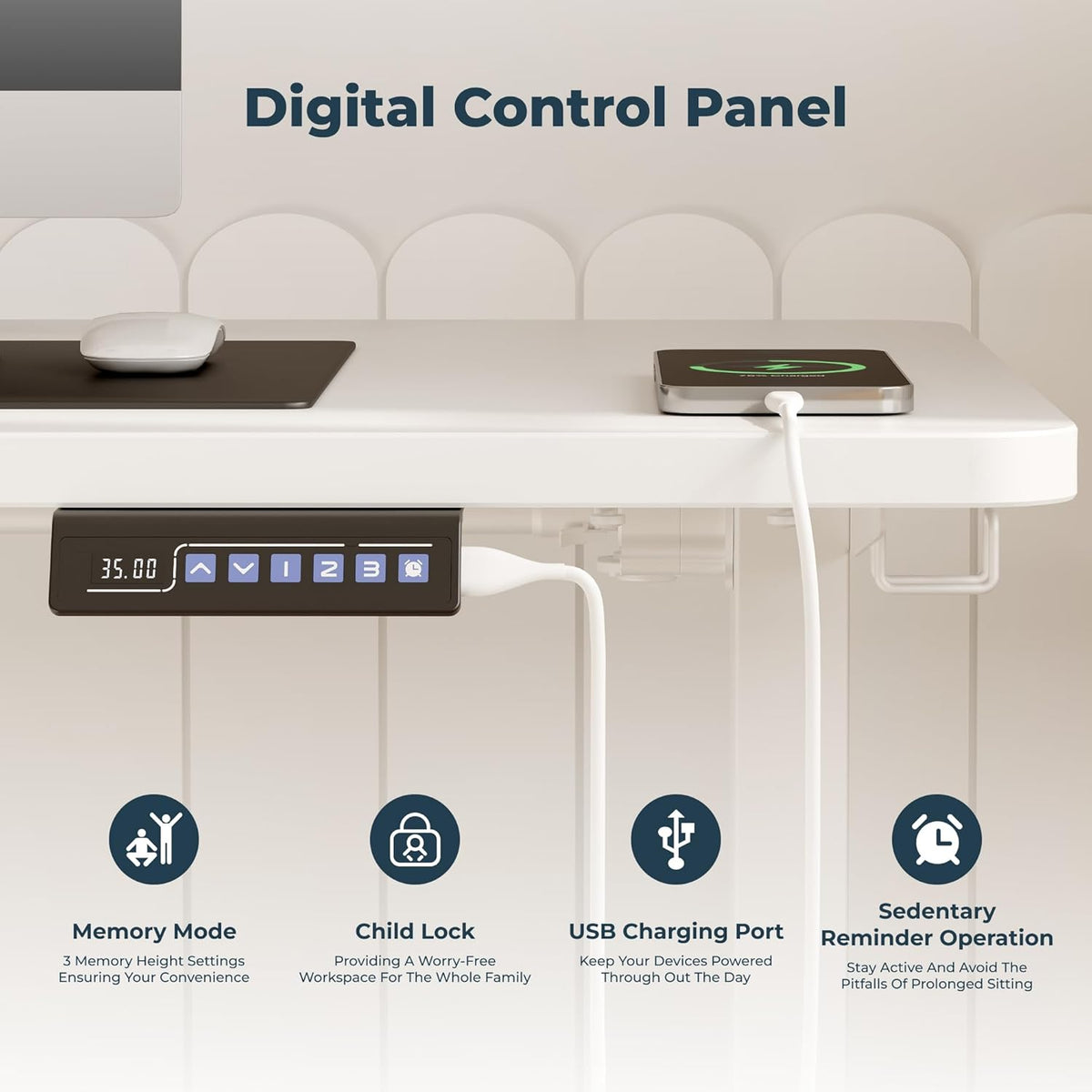 Adjustable Standing Desk, Large 79x31 Inches Standing Desk with Cable Management, Height Adjustable Home Office Computer Desk with Memory Preset&Charging USB Port&Sedentary Reminder
