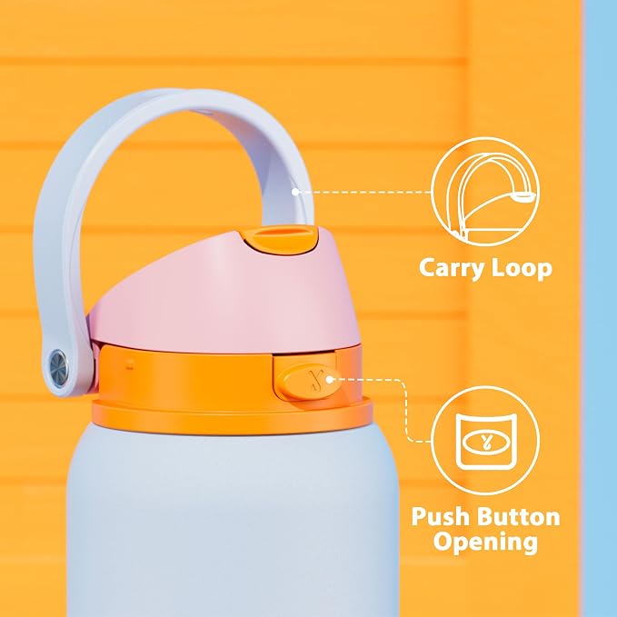 40 oz Insulated Water Bottle with Straw: Meoky Stainless Steel Metal Water Bottle with 2-in-1 Lid - Leak Proof, Cold for 24 Hours, Protective Silicone Base, BPA-Free for Gym Sports, Periwinkle