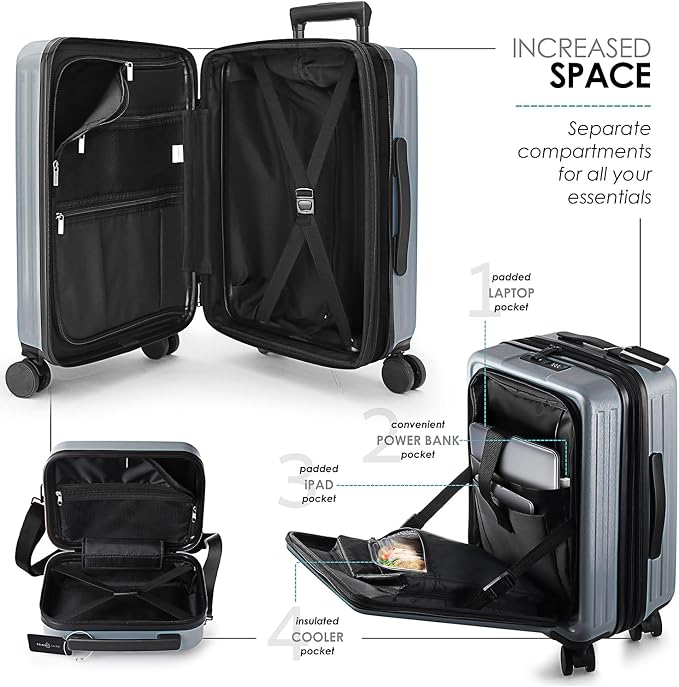 Hard Shell Luggage Sets with Spinner Wheels 4 Piece, Expandable Large Suitcases