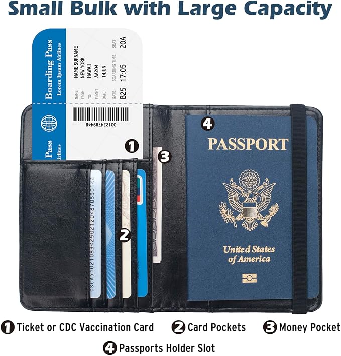 Coowayze Passport Holder Cover for Women Men, Leather US Passport Wallet Case
