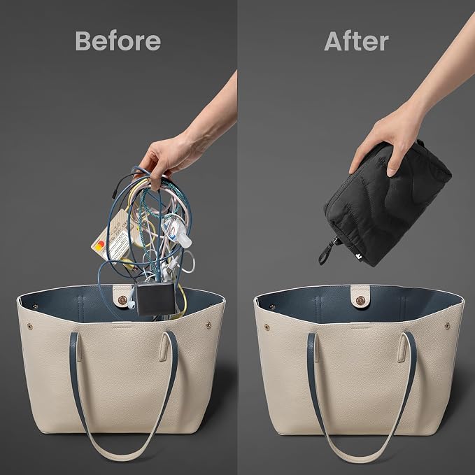 tomtoc Electronics Organizer Travel Case, Soft Puffy Organizer Bag Birthday