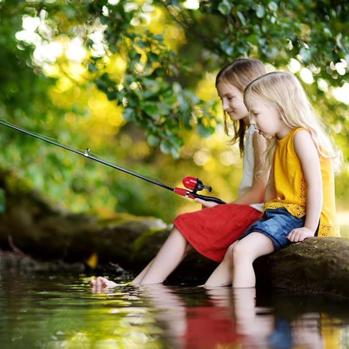 Urban Deco Kids Fishing Pole Kit 2 Pack, Portable Telescopic Kids Fishing Rod