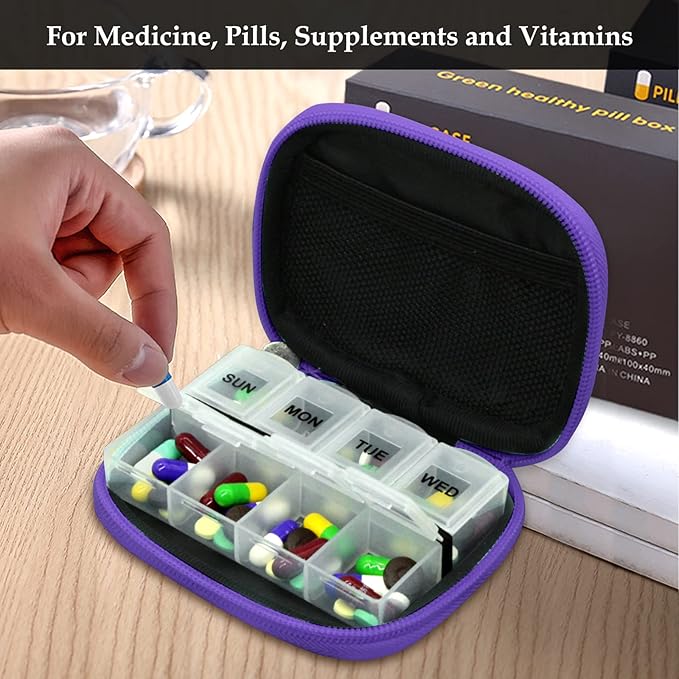 Serfeymi Weekly Travel Pill Organizer Pill Case
