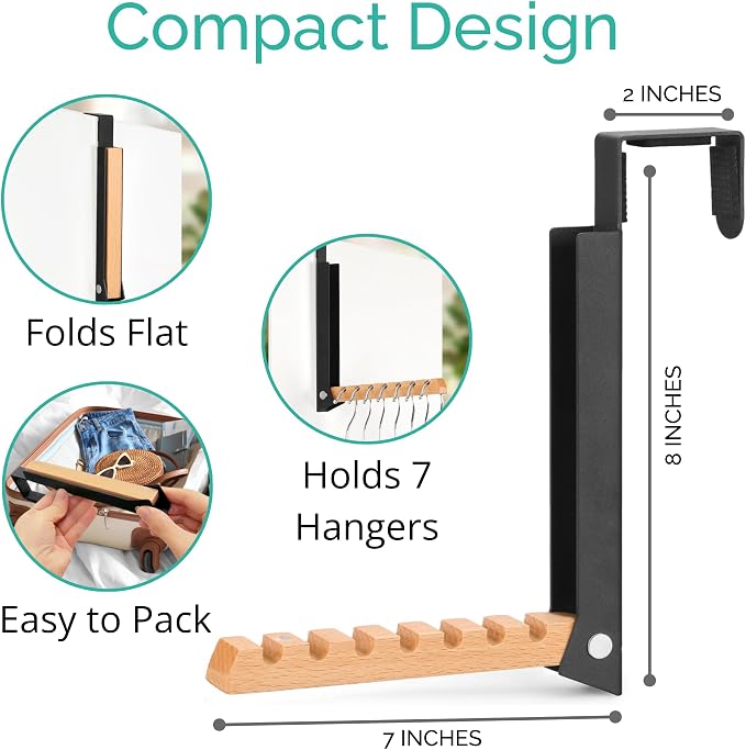 Over The Door Coat Rack: Portable Folding Travel-Friendly Over The Door Clothes