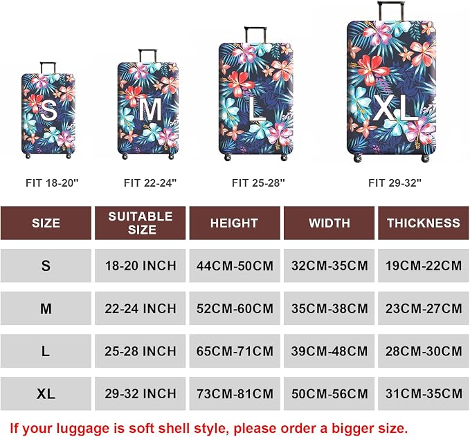 WUJIAONIAO Travel Luggage Cover Baggage Suitcase Cover Protector Skins 18-32