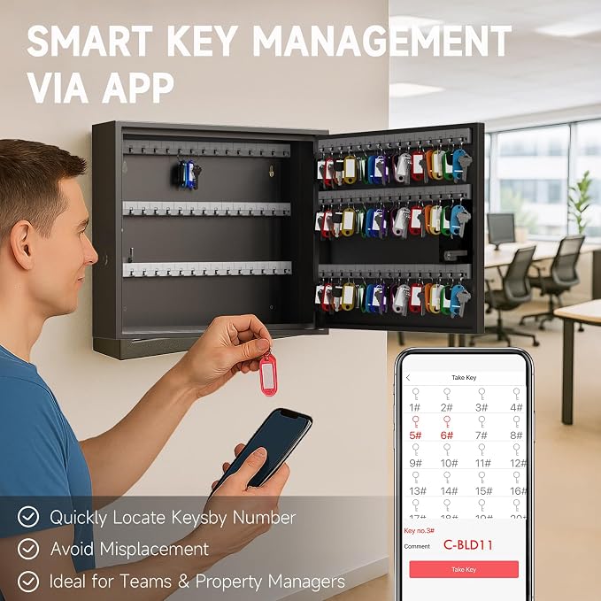 WeHere Smart Key Lock Box, Wall Mounted Key Cabinet