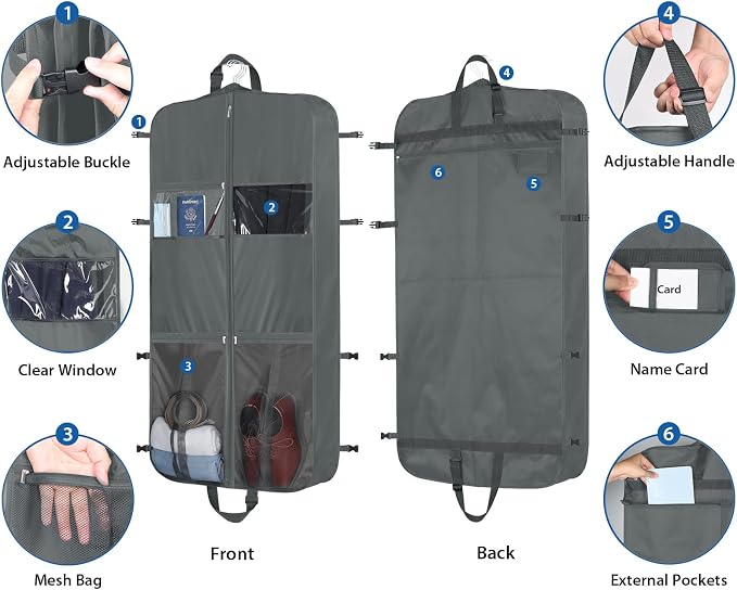 Zilink Upgraded Garment Bags for Travel Hanging Fur Coat Storage Bag Suit Bags