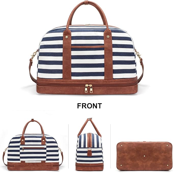 Weekender Bag for Women Canvas Overnight Bag Large Travel Tote Bag Carry on