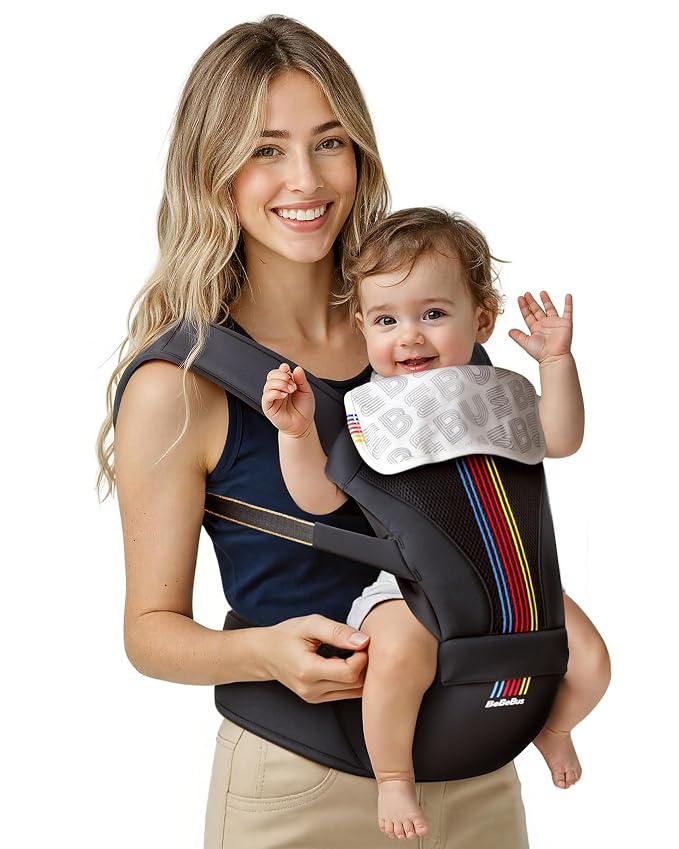 Baby Carrier with Hip Seat, BeBeBus 2-in-1 Ergonomic Newborn to Toddler Carrier