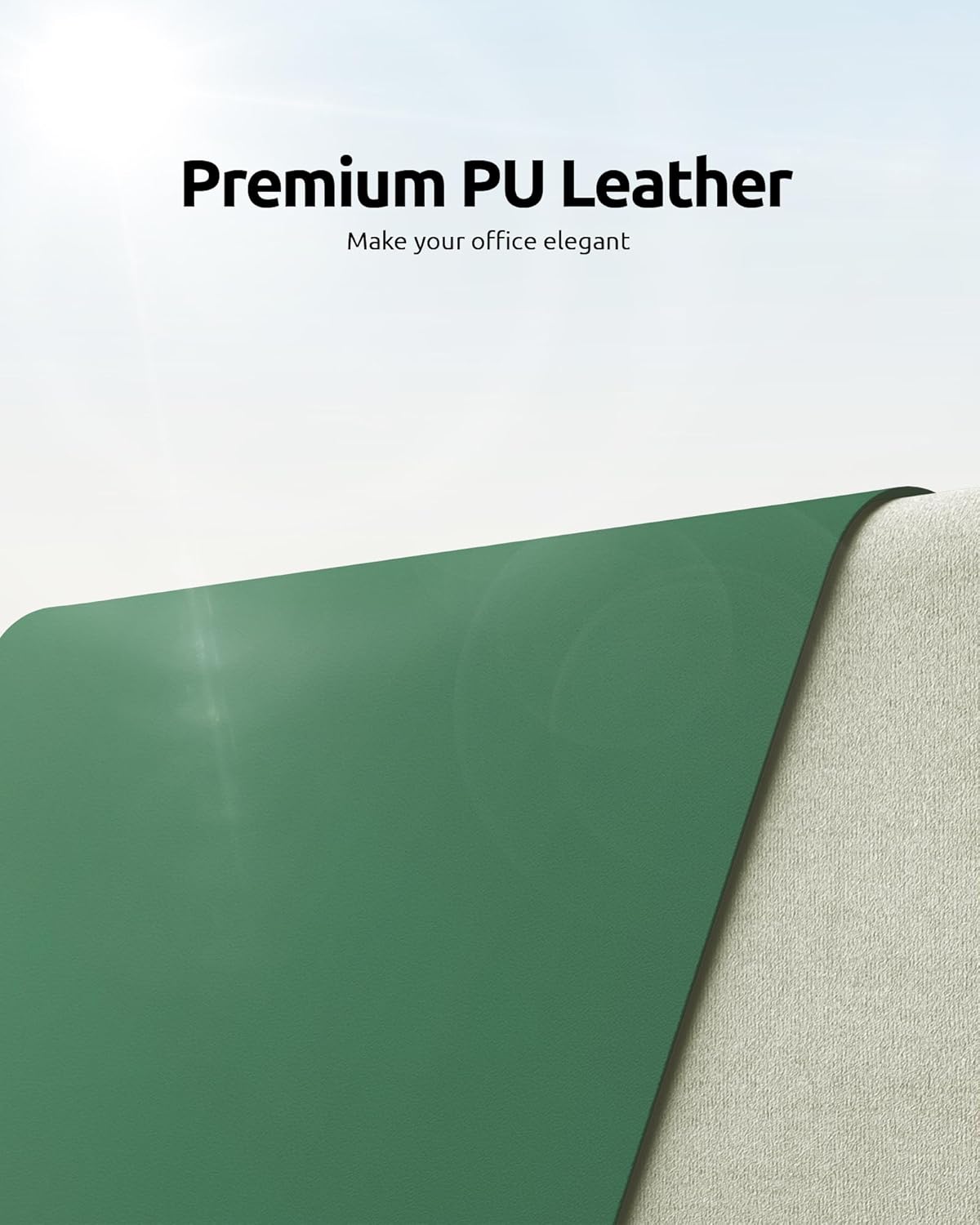 YSAGi Leather Desk Pad Protector, Office Desk Mat, Large Mouse Pad, Non-Slip PU Leather Desk Blotter, Laptop Desk Pad, Waterproof Desk Writing Pad for Office and Home (Jade Green, 35.4" x 17")