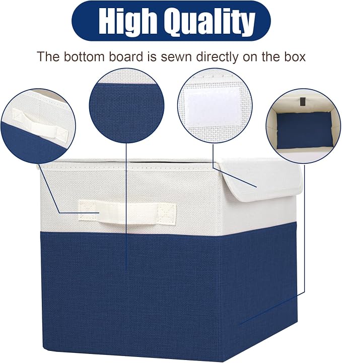 Large 22 Quart Linen Fabric Foldable Storage Bin Cube Organizer Basket