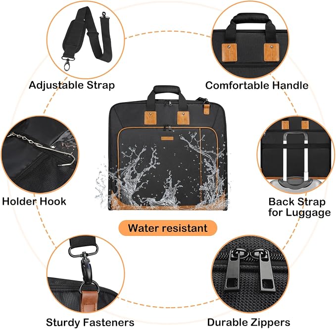 Noozion Garment Bag for Travel Large Carry On Suit Bag Hanging Travel Suit Bags