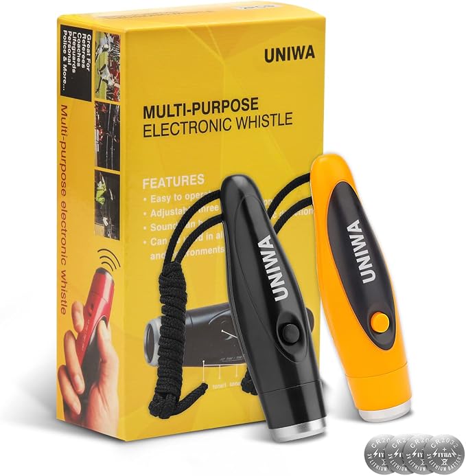 UNIWA Electronic Whistles, 2 Pack Handheld 3 Tone High Volume Electric Whistle