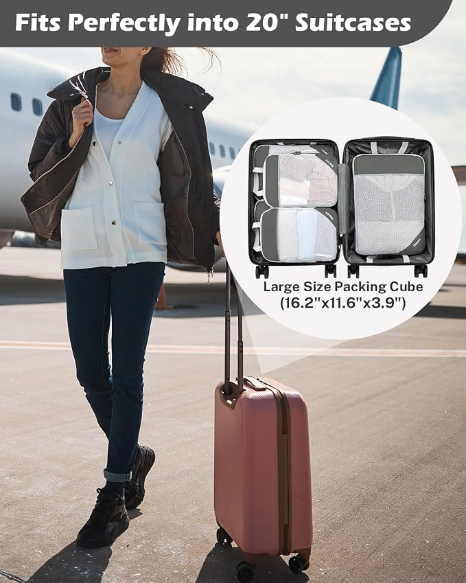 Compression Packing Cubes, Gonex Extensible Storage Mesh Bags Organizers