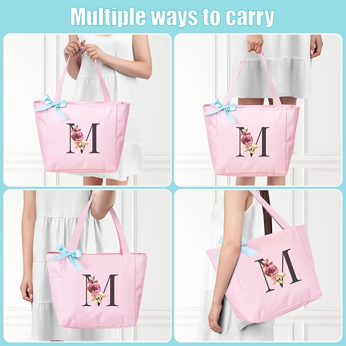 Vavabox Tote Bag, A-Z Initial Monogrammed Waterproof Tote Bag, Bridesmaid Gifts