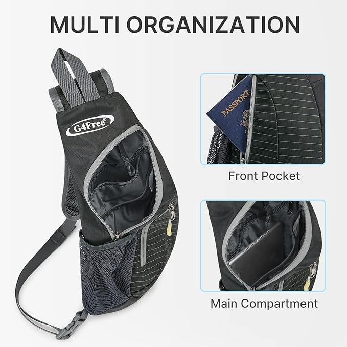 G4Free Sling Bag for Men Women, Small Crossbody Backpack Lightweight Chest