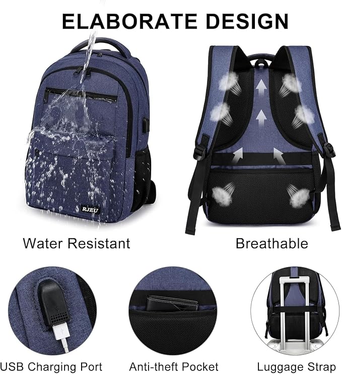 School Backpack for Teen Boys, 17.3 Inch Laptop, USB Charging Port, Anti-Theft