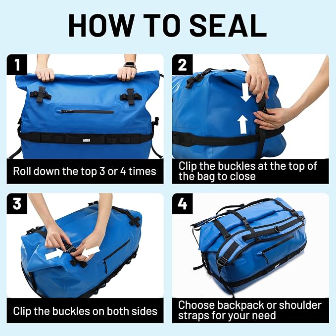 MIER Large Waterproof Duffel Bag Rolltop Dry Backpack Duffle Bags