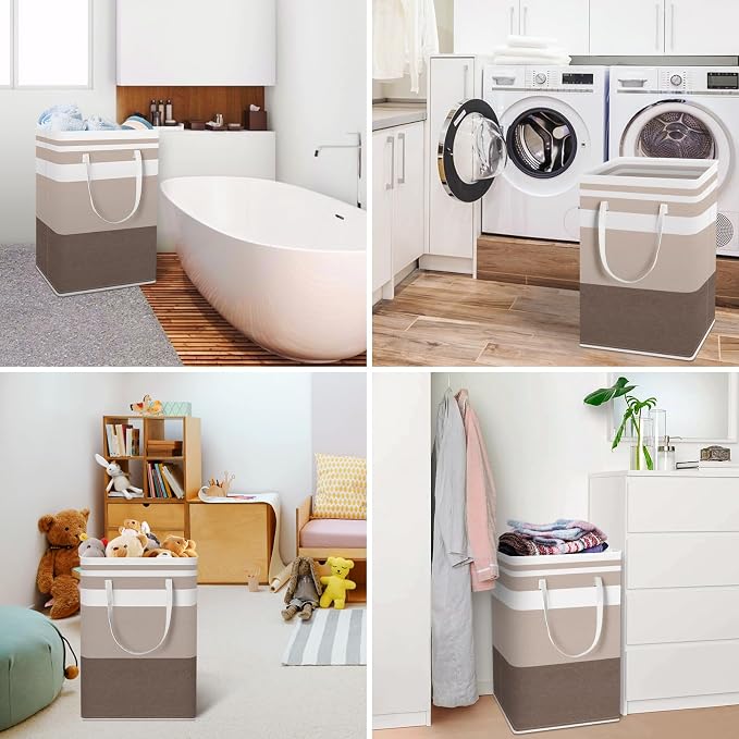 HomeHacks 2-Pack Large Laundry Basket, Waterproof, Freestanding Laundry Hamper