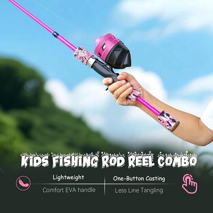 Kids Fishing Pole Set, Telescopic Fishing Rod Reel Combo Kids Starter Kit