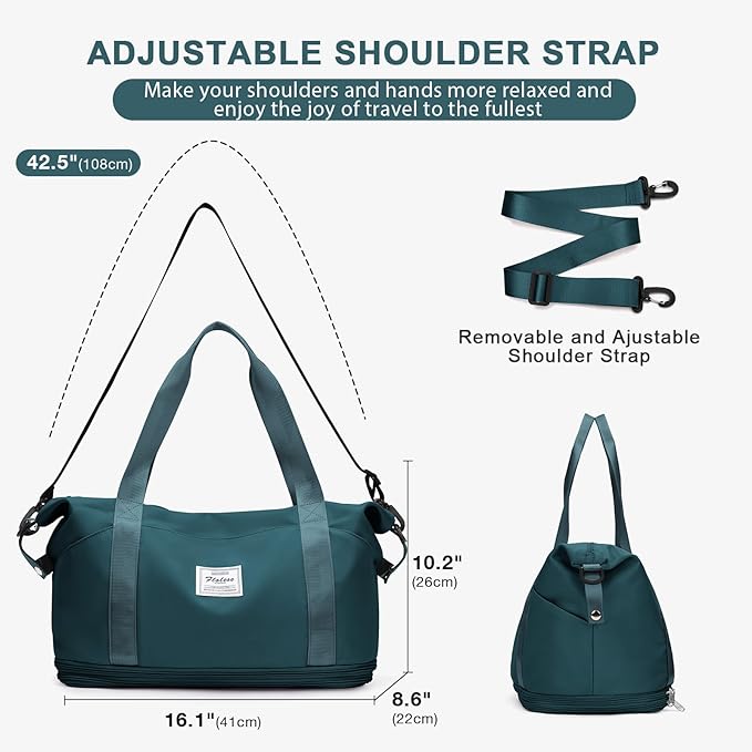 Travel Duffel Bag, Sports Tote Gym Bag, Shoulder Weekender Overnight Bag