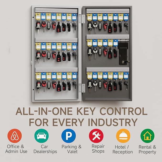 WeHere 48 Key Lock Box Wall Mount, APP Bluetooth/OTP/Wi-Fi/Fixed Code/Key Unlock
