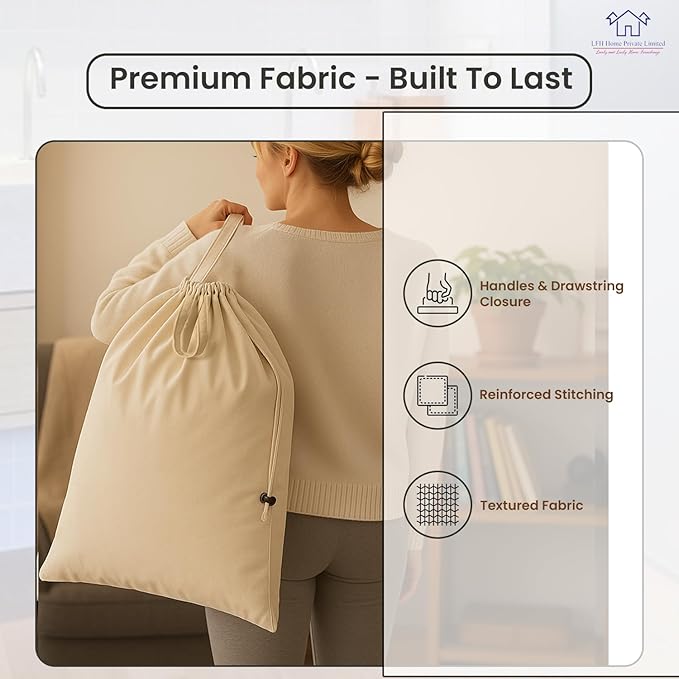 LFH Home Large Premium 100% Cotton Canvas Laundry Bag