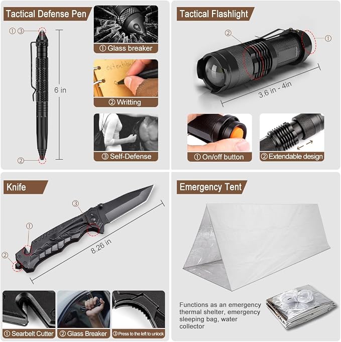 238Pcs Emergency Survival Kit and First Aid Kit, Professional Survival Gear Tool