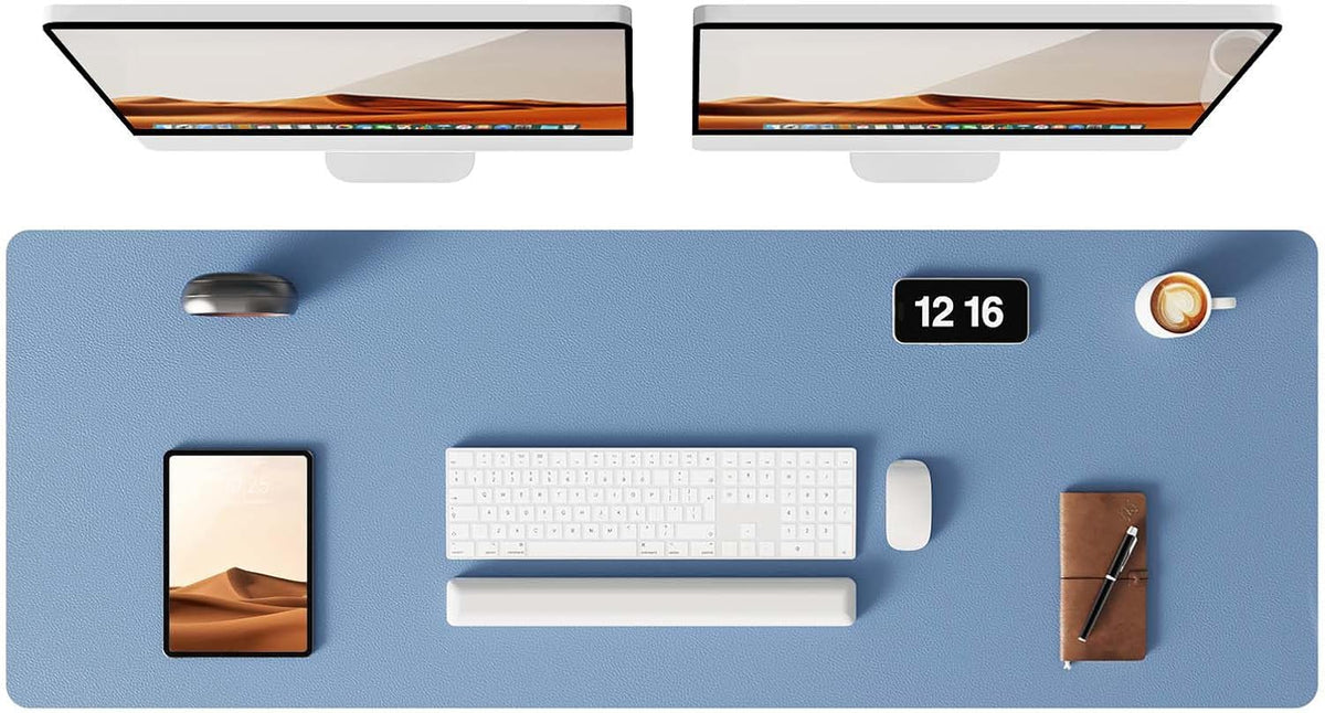 YSAGi Leather Desk Pad Protector, Office Desk Mat, Large Mouse Pad, Non-Slip PU Leather Desk Blotter, Laptop Desk Pad, Waterproof Desk Writing Pad for Office and Home (Blue, 47" x 17")