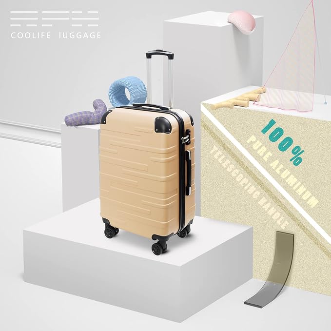 Coolife Luggage Expandable Suitcase 3 Piece Set