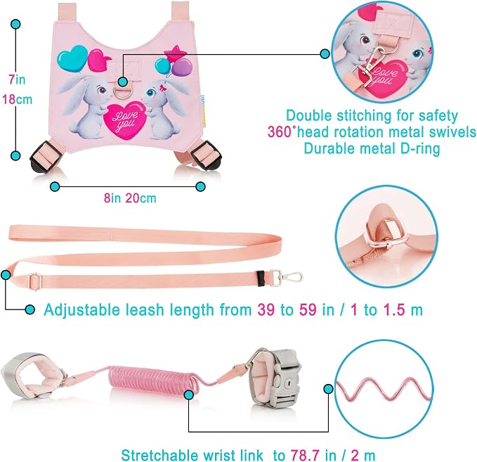 Toddler Leash Harness Kid Leash Child Safety Harness Baby Leash Anti Lost Ages