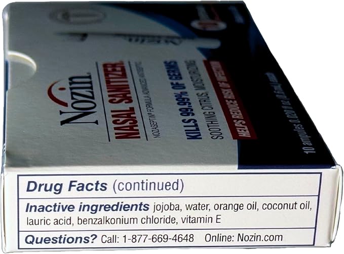 Nozin® Nasal Sanitizer® Antiseptic Popswab® Ampules 10ct Pack | Kills 99.99% of