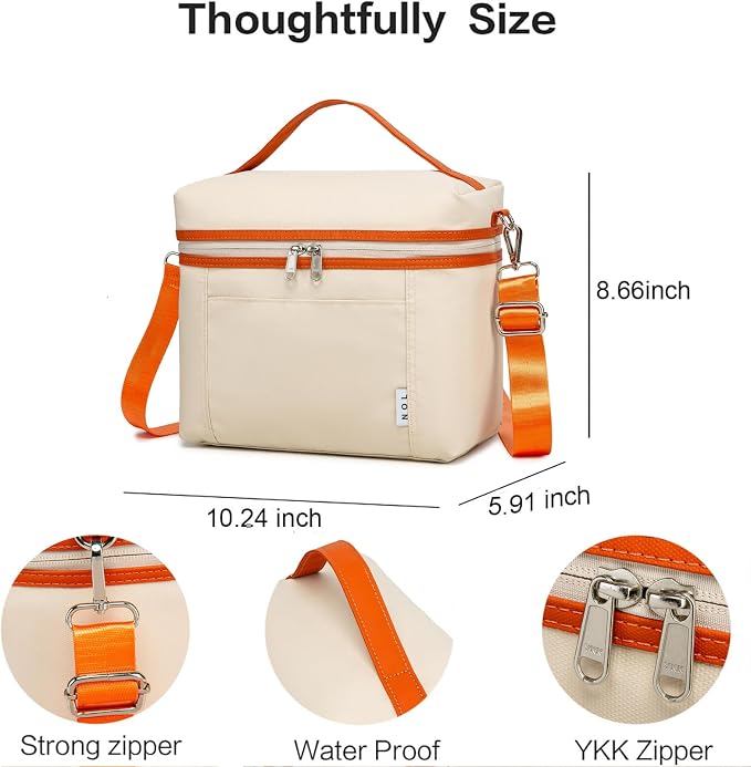 NOL Insulated Lunch Bags for Women Cooler Bag Lightweight Nylon Waterproof