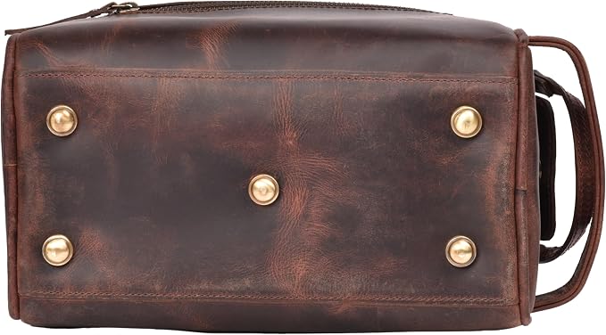 LEATHER VILLAGE Premium Leather Toiletry Travel Pouch