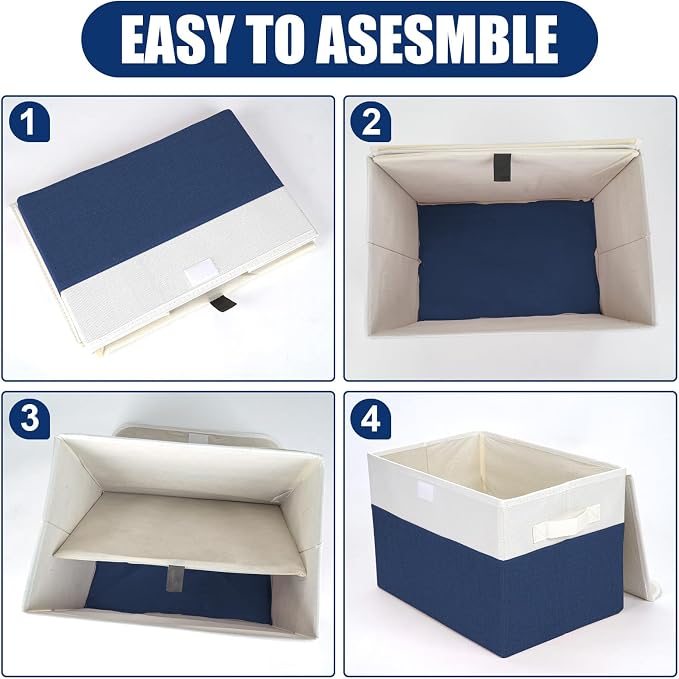 Large 22 Quart Linen Fabric Foldable Storage Bin Cube Organizer Basket