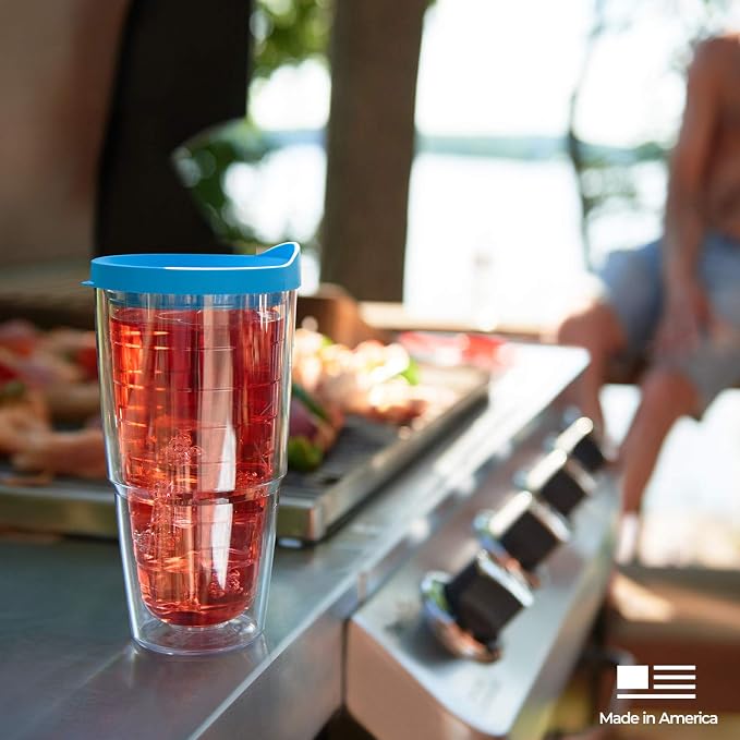 Tervis Blue Endless Butterfly Made in USA Double Walled Insulated Tumbler Travel Cup Keeps Drinks Cold & Hot, 24oz, Classic