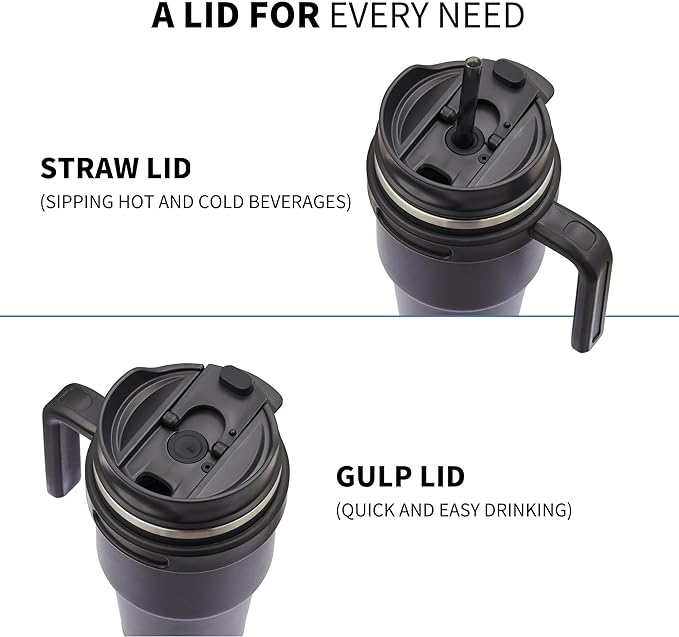 ALOUFEA 20 oz Insulated Coffee Mug Tumbler with Handle, Stainless Steel Travel Mug Tumbler with Lid and Straw,Double Wall Vacuum Leak Proof Ice Coffee Thermal Cup, Ocean Teal